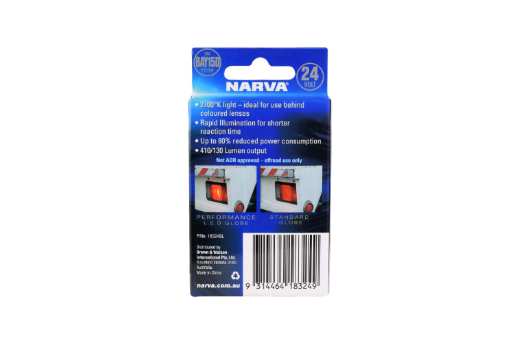 Narva LED Globe 24V BA15D P21/5W 6000K Blister Pack 18324BL