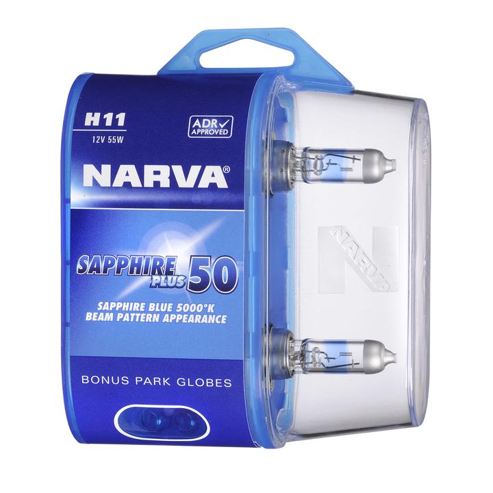 Narva H11 12V 55W Sapphire Plus 50 Halogen Headlight Globes 2Pk