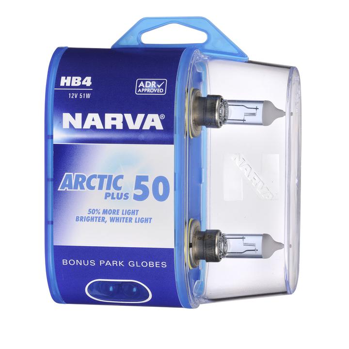 Narva HB4 12V 51W Arctic Plus 50 Halogen Headlight Globes 2Pk