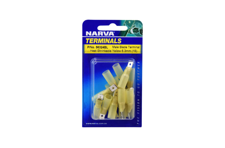 Narva Terminal Male Blade Yellow 6.3 x 0.8mm (15Pk) 56324BL