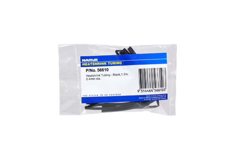 Narva Heatshrink 2.4mm x 1.2m Black 56610