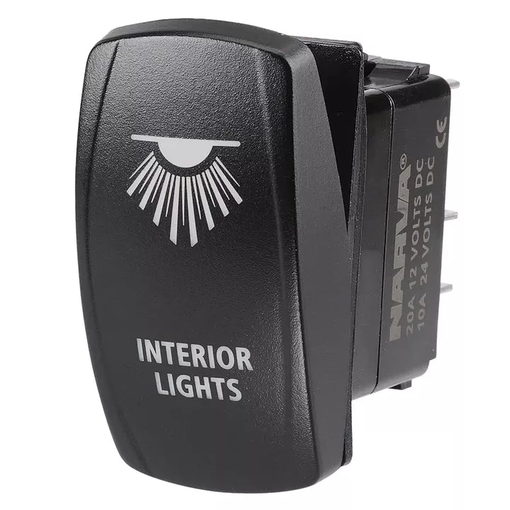 Narva Sealed Rocker Switch 12/24V On/Off LED w/ Interior Lights Symbol 63257BL