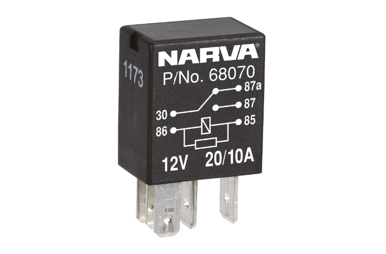 Narva Relay Change-Over With Resistor 12V 5 Pin 20A/10A 68070BL