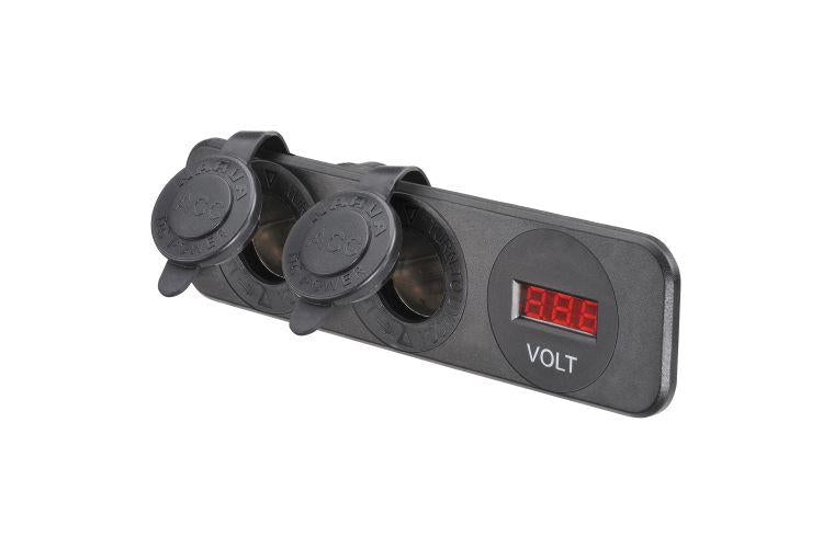Narva HD Twin Surface Mount Socket Accessory/Volt Meter 81180BL