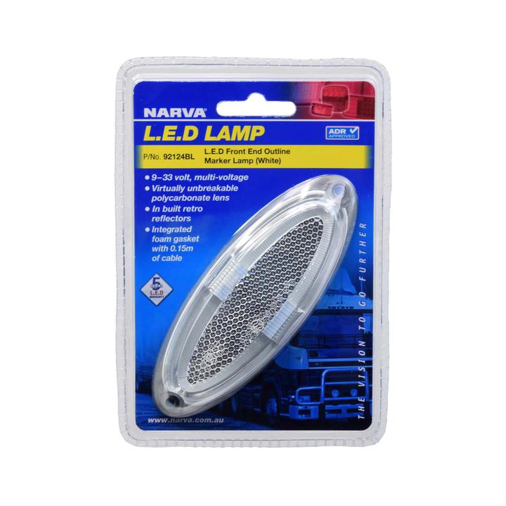 Narva Model 21 LED Front End Outline Marker Light Pipe White 9-33V 92124BL