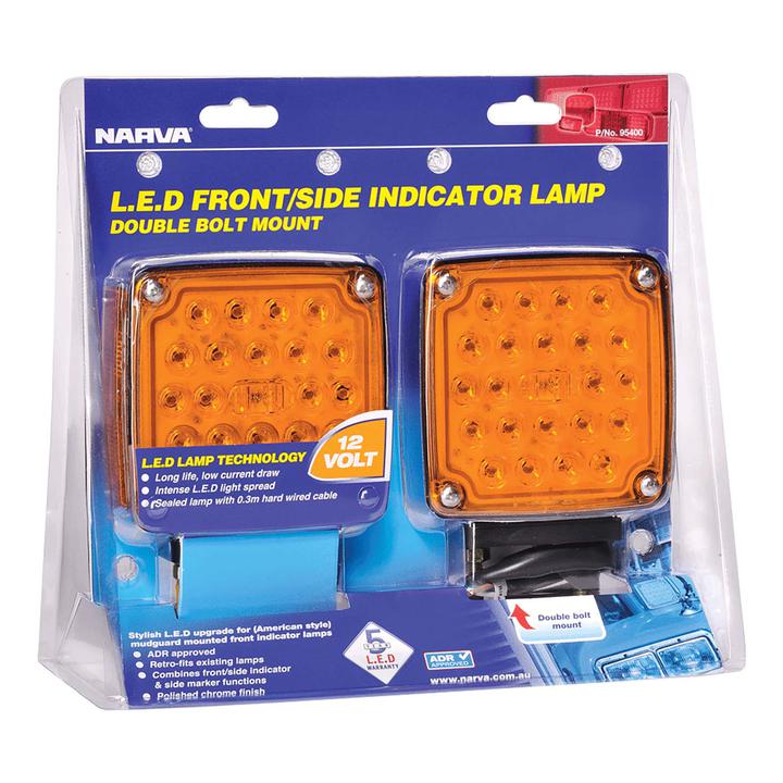 Narva LED Front/Side Indicator Lamp Pack 119x128mm 12V 32mm Bolts 95400