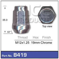 NICE Wheel Nut M12x1.25 Chrome B419