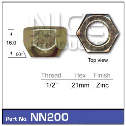 NICE Wheel Nut 1/2"" Zinc NN200