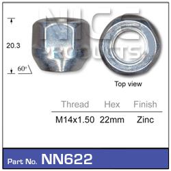 NICE Wheel Nut M14x1.50 Zinc NN622