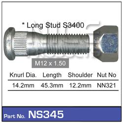 NICE Wheel Stud & Nut M12x1.50 45.3mm NS345
