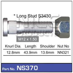 NICE Wheel Stud & Nut M12x1.50 43.9mm NS370