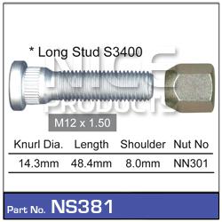 NICE Wheel Stud & Nut M12x1.50 48.8mm NS381