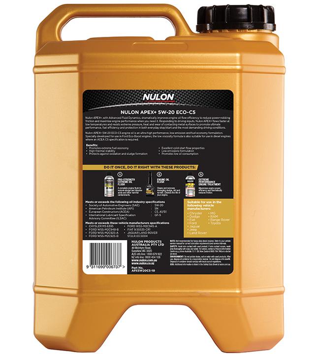 Nulon APEX+ 5W-20 ECO C5 Engine Oil 10L Full Synthetic APX5W20C5-10