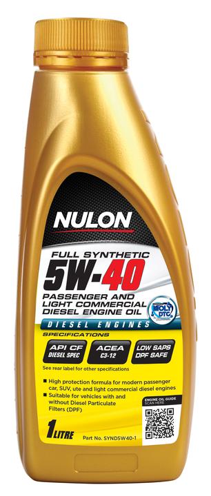 Nulon Full Synthetic Passenger and Light Commercial Diesel Engine Oil 5W-40 1L