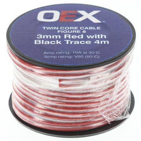 OEX Auto Cable 10A Twin Core 3mm x 4m Red/Black ACX0802-4M