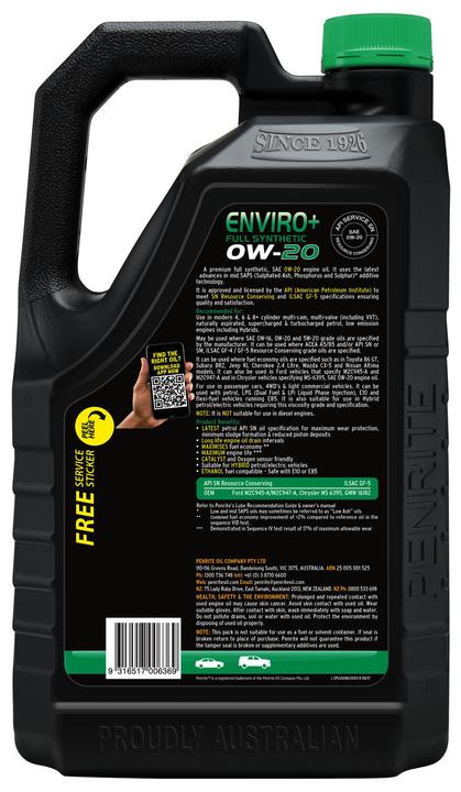 Penrite Enviro+ 0W-20 Engine Oil 5L
