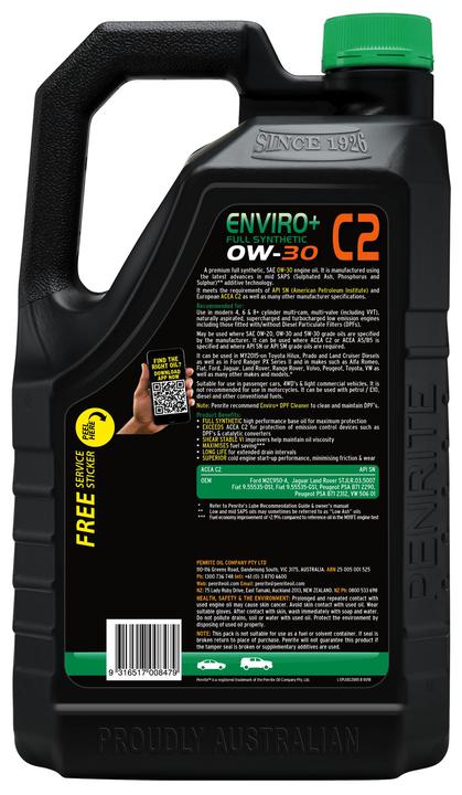 Penrite Enviro+ C2 0W-30 Engine Oil 5L