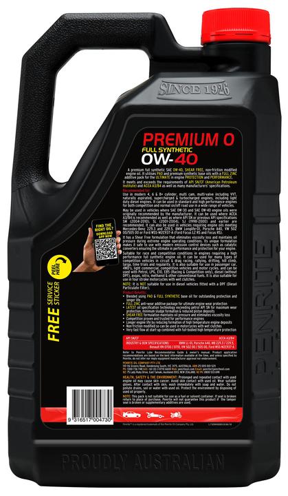Penrite 10 Tenths Premium 0W-40 Engine Oil 5L
