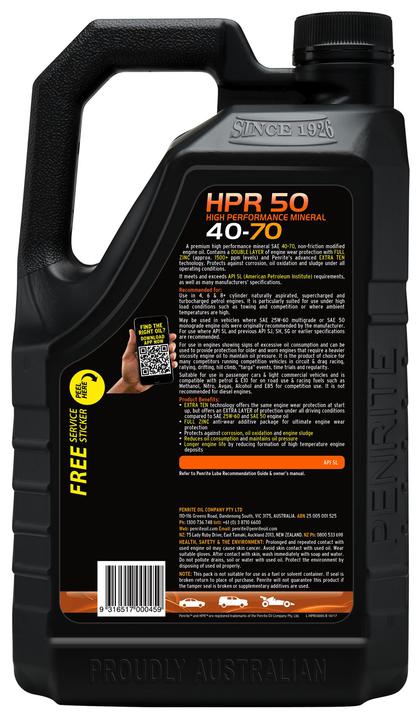 Penrite HPR 50 40-70 Sl Engine Oil 5L