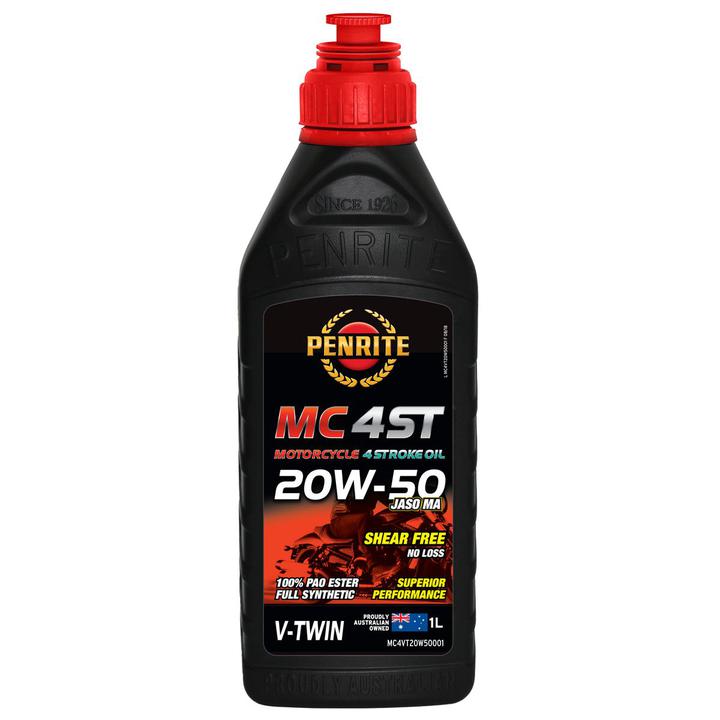Penrite MC 4ST 4 Stroke V-Twin Motorcycle Oil 100% PAO & Ester 20W-50 1L MC4VT20W50001
