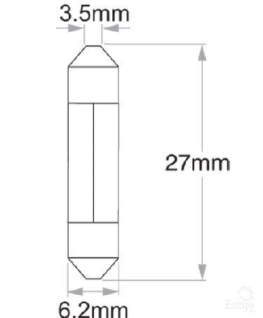 Philips Standard Festoon Globe 31x8mm 12V 3W (10Pk) 12818