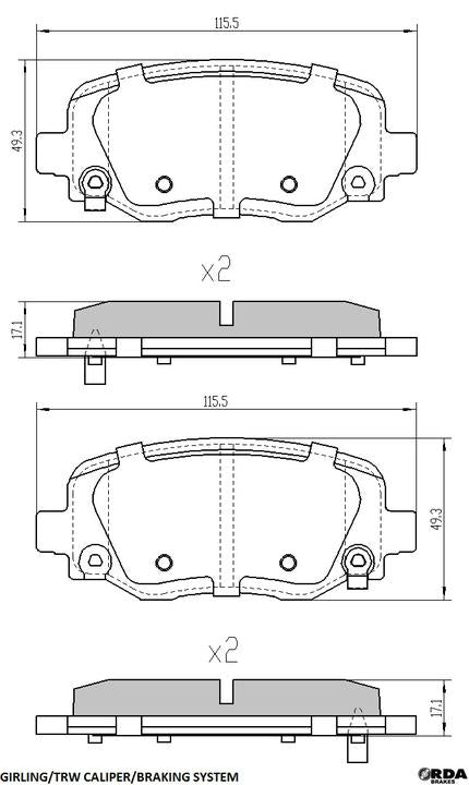 RDA GP Max Brake Pad Set Rear RDB2411