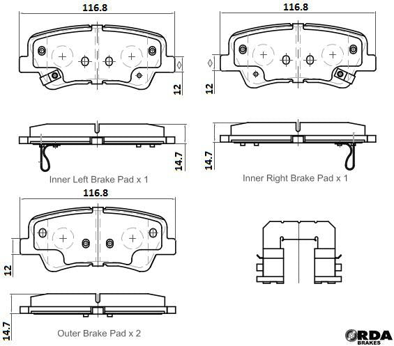RDA GP Max Brake Pad Set Rear RDB2432