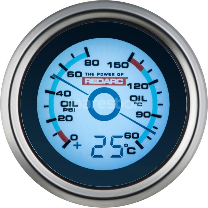REDARC Digital Pressure & Oil Temperature Gauge G52-POT