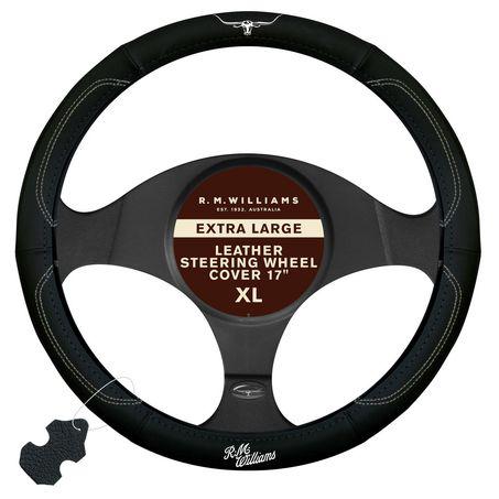 R.M. Williams Steering Wheel Cover 17"" Leather Black SWRMWBLG