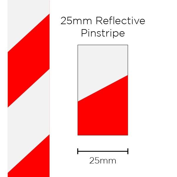 SAAS Pinstripe Reflective Red/White 25mm x 1m 11600