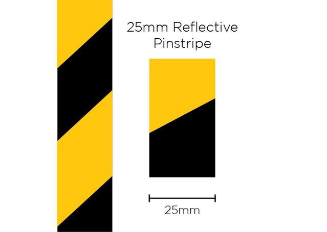 SAAS Pinstripe Reflective Black/Yellow 25mm x 1m 11689