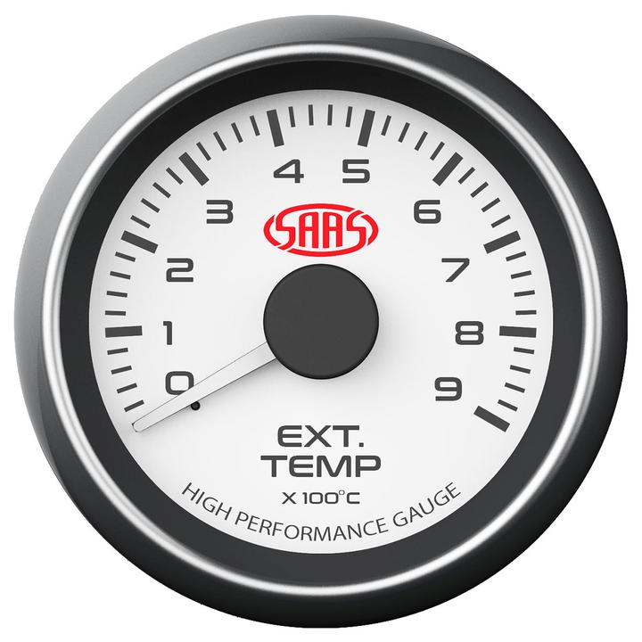 SAAS Muscle Series 2-1/16"" Exhaust Temp Gauge 0-900C White SG-EXT52W1