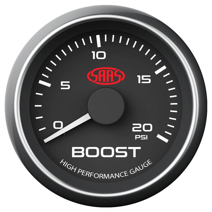 SAAS Muscle Series 2-1/16" Diesel Boost Gauge 0-20 Psi Black SG-TBD52B1
