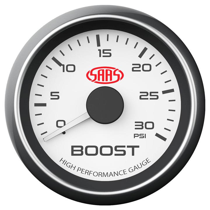 SAAS Muscle Series 2-1/16" Diesel Boost Gauge 0-30 Psi White SG-TBD52W