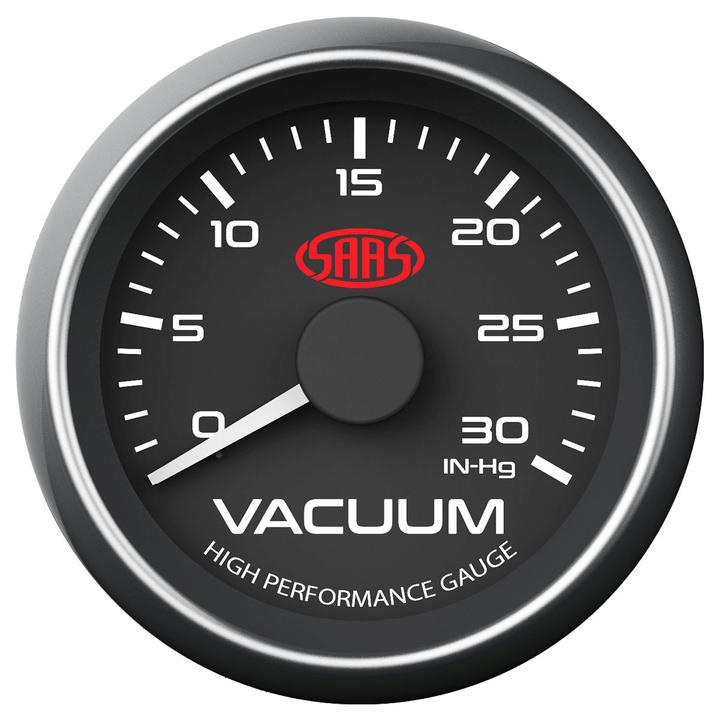 SAAS Muscle Series 2-1/16"" Vacuum Gauge 0-30 In Hg Black SG-VAC52B