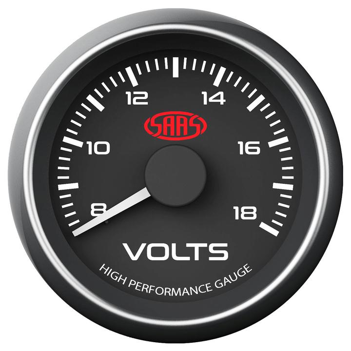 SAAS Muscle Series 2-1/16" Voltmeter Gauge 8-18 Volts Black SG-VLT52B