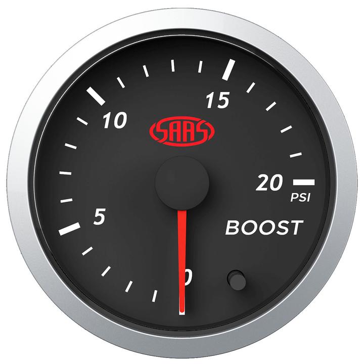SAAS Street Series 2-1/16"" Boost Gauge Diesel 0-20 Psi Black SG21212