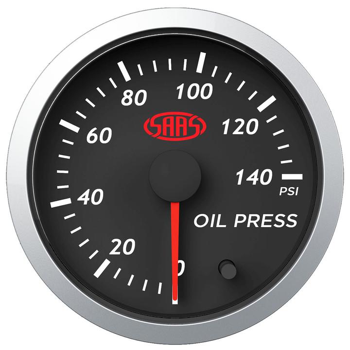 SAAS Street Series 2-1/16"" Oil Pressure Gauge 0-140 Psi Black SG21230