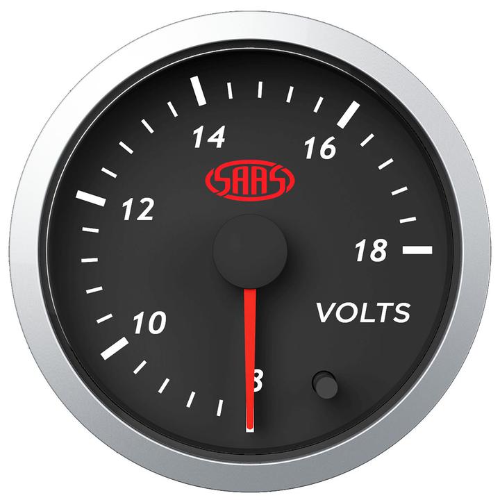SAAS Street Series 2-1/16"" Voltmeter Gauge 8-18 Volts Black SG21250