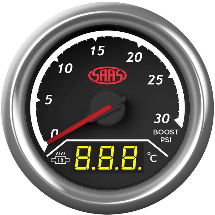 SAAS Trax Series Dual Gauge Boost 0-30 Psi/Exhaust Temp 0-900 SG611240