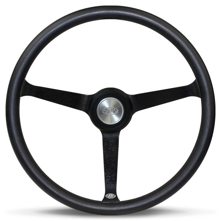 SAAS Steering Wheel Classic Poly Black Alloy 380mm Deep Dish SW25912