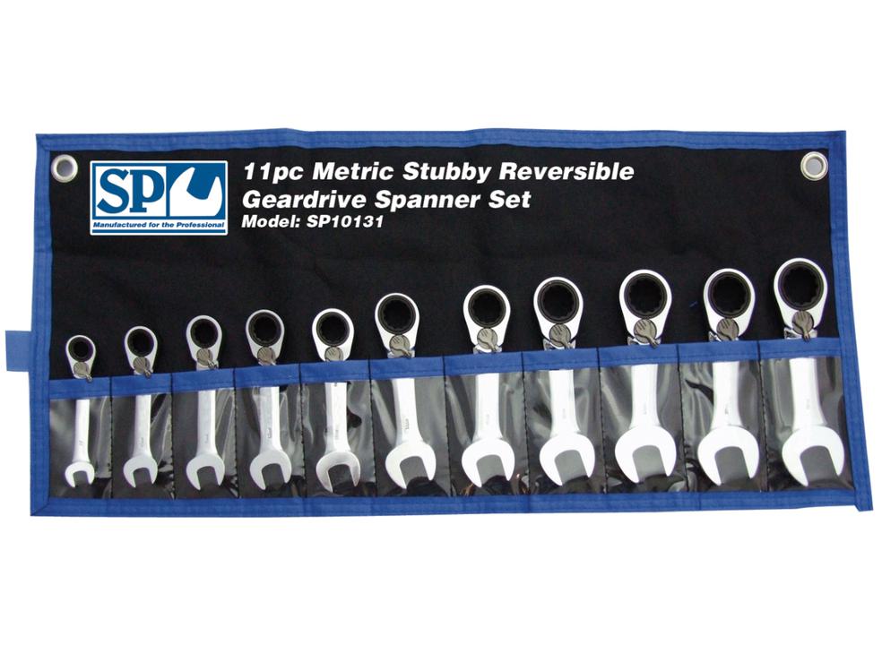 SP Tools Spanner Set Stubby Reversiblegeardrive Metric 11Pc