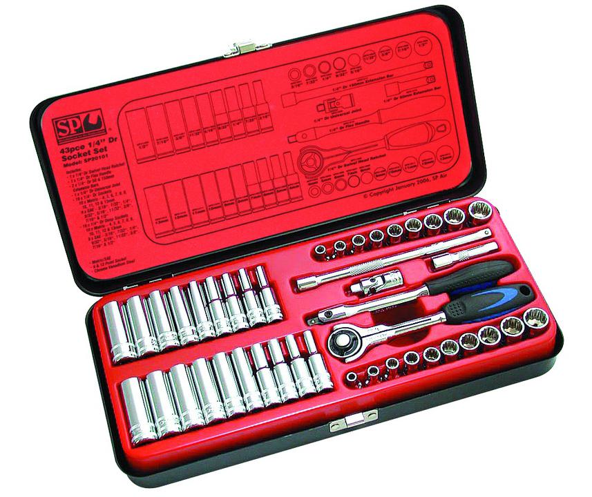 SP Tools Socket Set 1/4""Dr 12 And 6PT 43Pc Metric/SAE