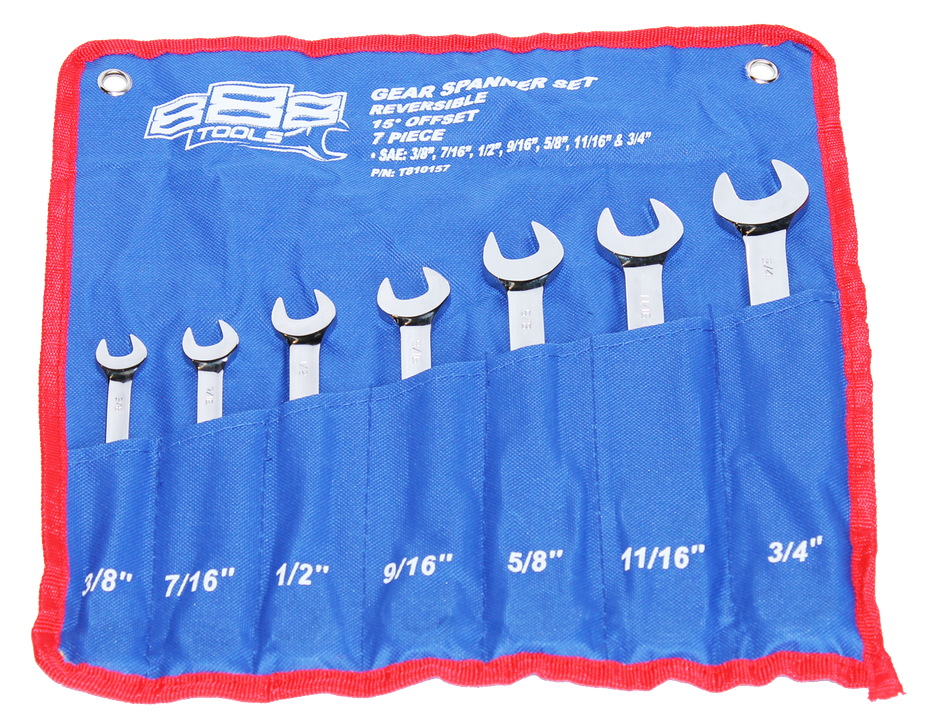 888 By SP Tools Spanner Set Gear Roe Reversible SAE 7Pc