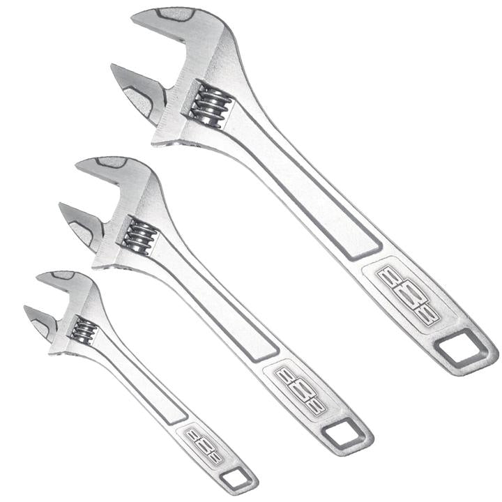 888 By SP Tools Adjustable Wrench Set 150/200/250 Chrome