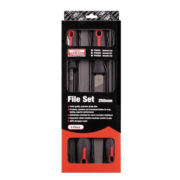 Toledo File Set Smooth 250mm 4 Piece TFR2503