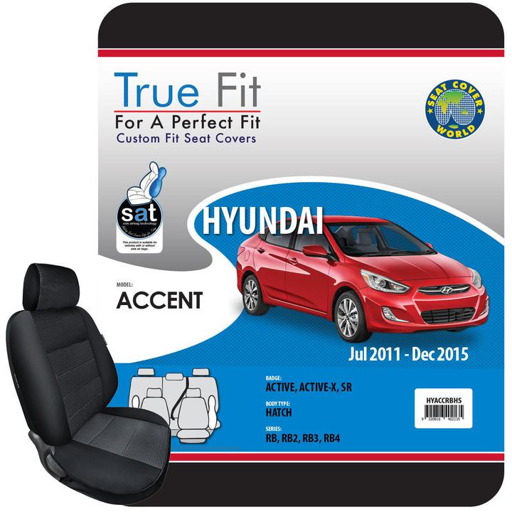 True Fit Tailored Seat Covers Fits Hyundai Accent Active, Active-X & SR 2011 - On
