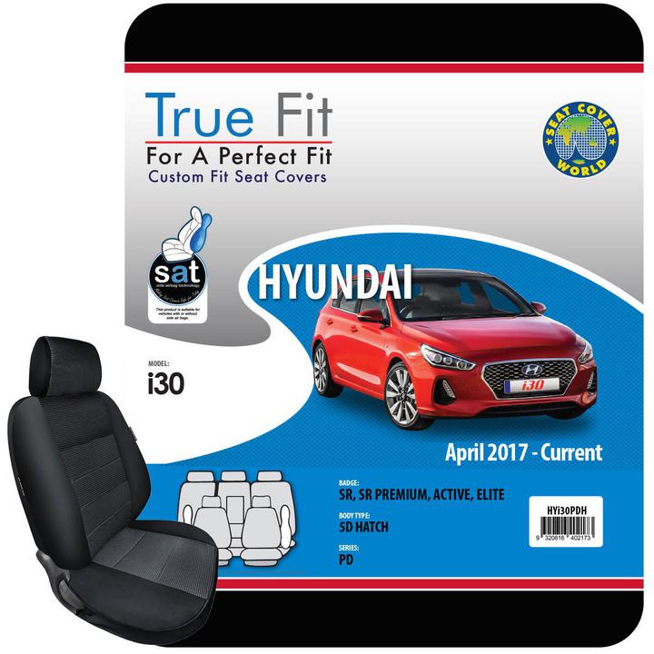 True Fit Tailored Seat Covers Fits Hyundai i30 SR, SR Premium, Active & Elite 2017 - On