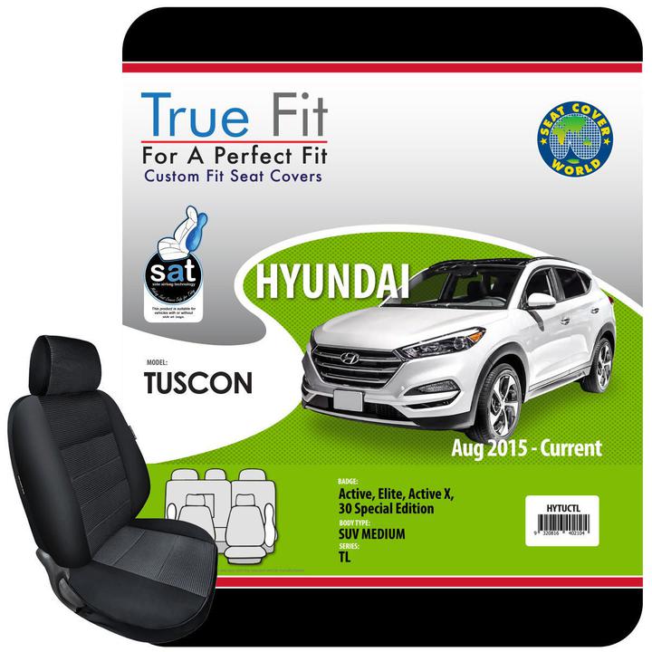True Fit Tailored Seat Covers Fits Hyundai Tucson Active, Elite, Highlander, Active-X & 30 Special Ed. 2015 - On