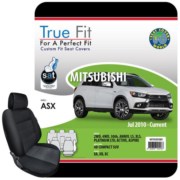 True Fit Tailored Seat Covers Fits Mitsubishi ASX LS, XLS, Active, Aspire & 30th Anniversary 2010 - On